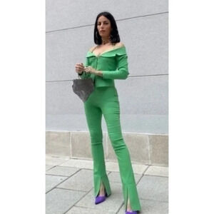 Zara Womens Xsmall Apple Green Fitted Cropped Blazer